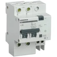 Дифавтомат IEK GENERICA 2P 32А (C) 4.5кА 30мА (AC), MAD15-2-032-C-030