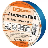 Изолента ПВХ синяя 19мм 20м TDM