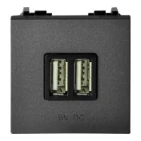 Зарядное устройство 2xUSB ABB ZENIT, скрытый монтаж, антрацит, 2CLA228500N1801