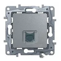 Розетка компьютерная 1xRJ45 Cat.5 Legrand ETIKA, алюминий, 672441