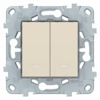 Переключатель 2-клавишный Schneider Electric UNICA NEW, скрытый монтаж, бежевый, NU521344