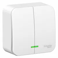 Выключатель 2-клавишный Schneider Electric BLANCA, с подсветкой, открытый монтаж, белый, BLNVA105111