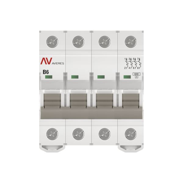 Выключатель автоматический AV-6 4P 6A (B) 6kA EKF AVERES