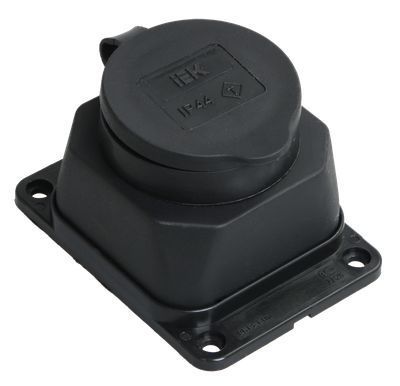 РБ13-1-0м Розетка с защитной крышкой настенная ОМЕГА IP44 каучук IEK