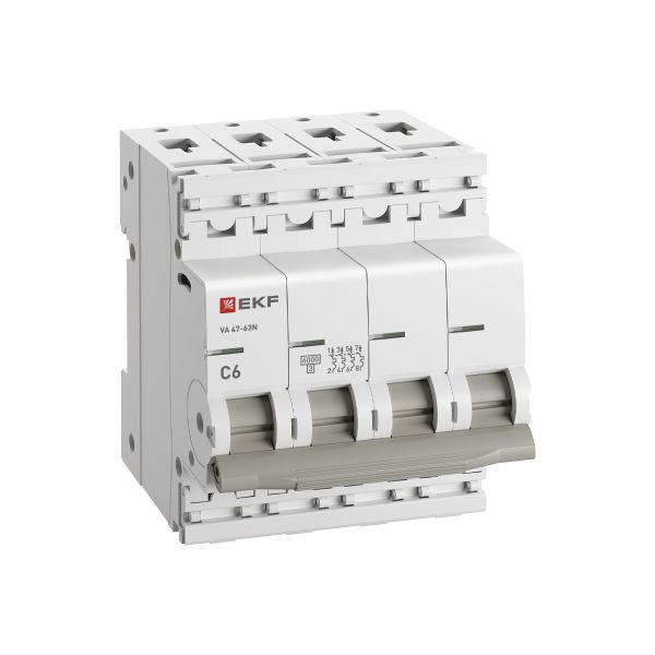 Автоматический выключатель 4P 6А (C) 6кА ВА 47-63N PROxima EKF