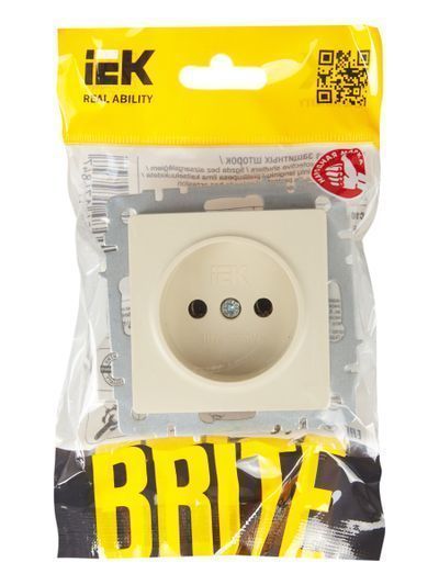 BRITE Розетка 1-местная без заземления без защитных шторок 10А РС10-1-0-БрКр бежевый IEK