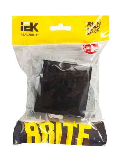 BRITE Розетка 1-местная с заземлением с защитными шторками и крышкой 16А IP20 РСбш10-3-БрЧ черный IEK