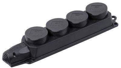 Розетка (колодка) 4-местная РБ34-1-0м с защитными крышками IP44 ОМЕГА каучук IEK