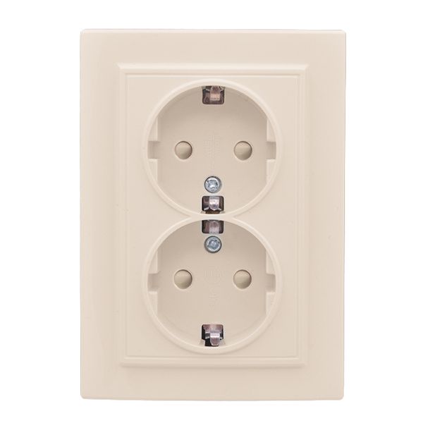 Розетка 2-мест. СП с/з 16А бежевый с защ. штор. Минск EKF