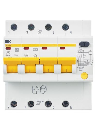 KARAT Дифференциальный автомат АД14S 4P 63А 300мА тип AC IEK