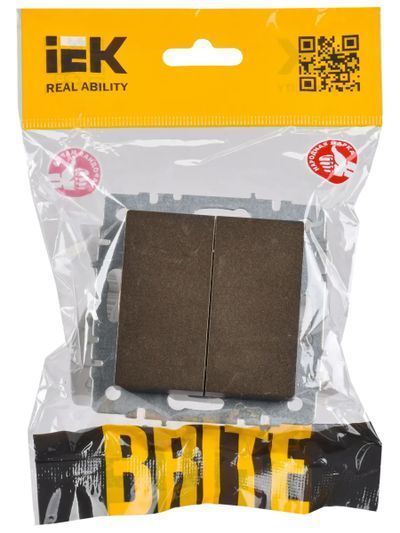 BRITE Выключатель 2-клавишный проходной 10А ВС10-2-6-БрТБ темная бронза IEK