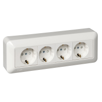 SCH  Прима  Бел.  Роз. с з/к 4-ая, монт. пл. (250В, 16А, защ. шт.) (инд. уп.) IP20 ОП RA16-411M-BI