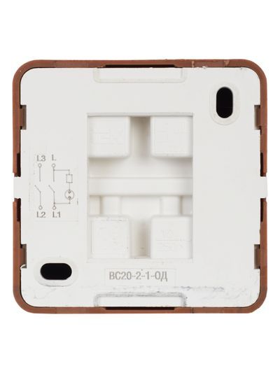 OKTAVA Выключатель 2-клавишный с индикацией для открытой установки 10А ВС20-2-1-ОД дуб GENERICA
