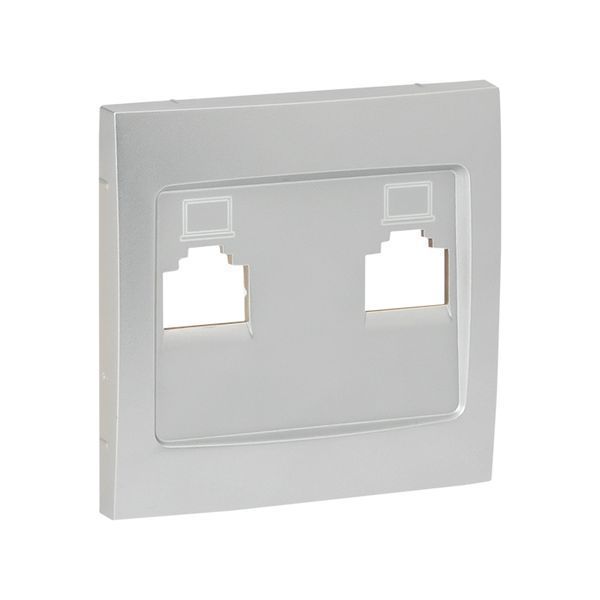 Валенсия лицевая панель розетки RJ-45 2-местная сталь EKF