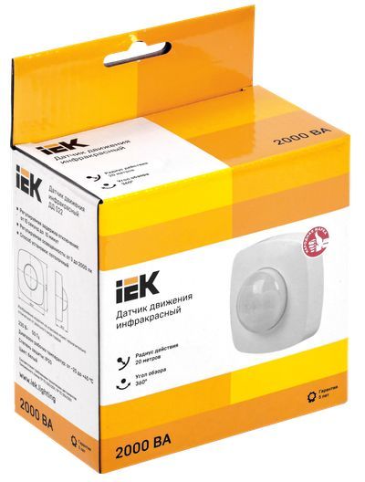 Датчик движения ДД-022 2000Вт 360град 4мх20м IP20 белый IEK