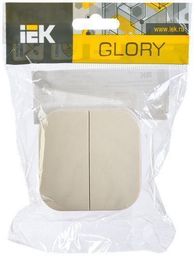 GLORY Выключатель 2-клавишный для открытой установки 10А ВС20-2-0-ХК кремовый IEK