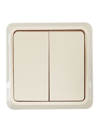 OKTAVA Выключатель 2-клавишный для открытой установки 10А ВС20-2-0-ОКм кремовый GENERICA