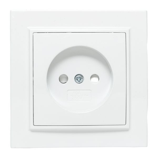 Минск Розетка 1-местная СП без заземления, 10 А, с защ.штор., белая EKF Basic