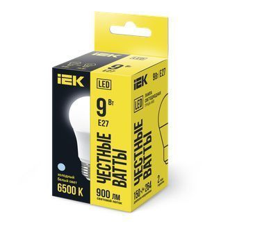 Лампа светодиодная A60 груша 9Вт 230В 6500К E27 IEK