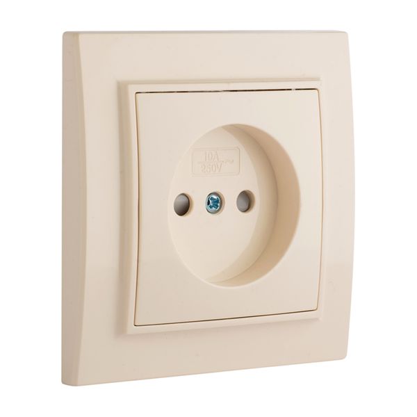 Розетка 1-мест. СП б/з 10 А с защ. штор. бежевый Минск EKF