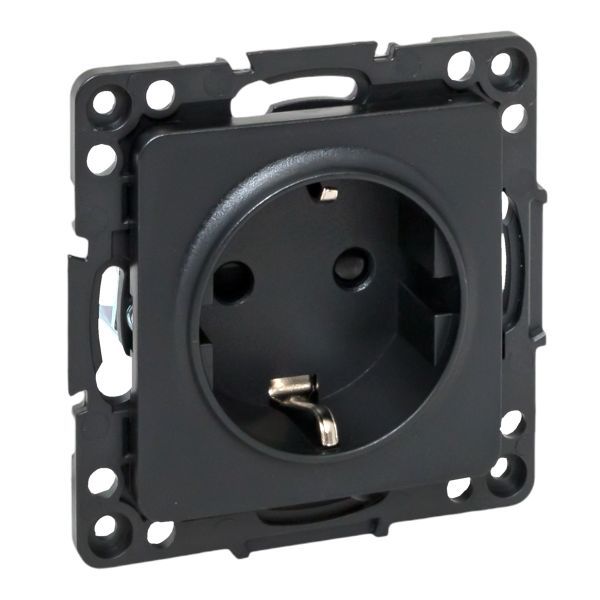 Стокгольм Механизм Розетки 1-местной с/з 16А винтовые клеммы черный с защ. штор. EKF PROxima