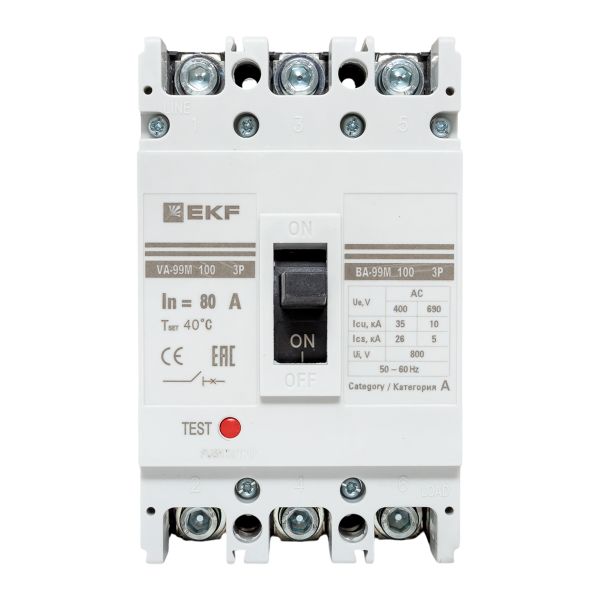 Выключатель автоматический ВА-99М 100/80А 3P 35кА EKF