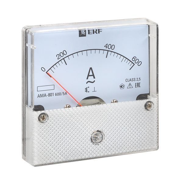 Амперметр AMA-801 аналоговый на панель (80x80) круглый вырез 600А трансф. подкл. EKF