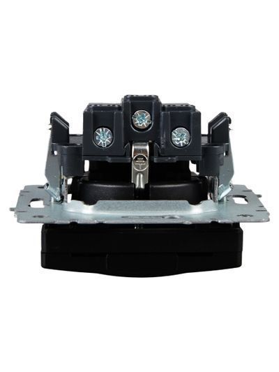 BRITE Розетка 1-местная с заземлением с защитными шторками и крышкой 16А IP20 РСбш10-3-БрЧ черный IEK