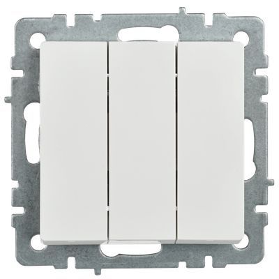 BRITE Выключатель 3-клавишный 10А ВС10-3-0-БрБ белый IEK