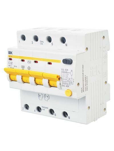 KARAT Дифференциальный автомат АД14 4P 32А 100мА тип AC IEK