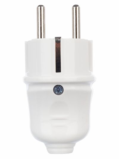 Вилка разборная прямая ВПп10-01-Ст с заземляющим контактом 16А белая IEK