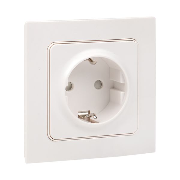Стокгольм Розетка 1-местная с/з 16А автоматические клеммы белая с защ. штор. EKF PROxima