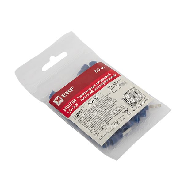 Наконечник НШПИ 1.0-2.5 штыревой плоский изолированный (уп 50шт) EKF