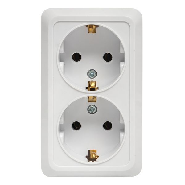 Рим Розетка 2-местная 16А с заземлением белая EKF