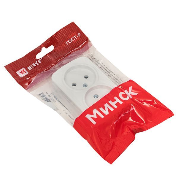 Минск Розетка 2-местная ОП 10А без заземления белая EKF Basic