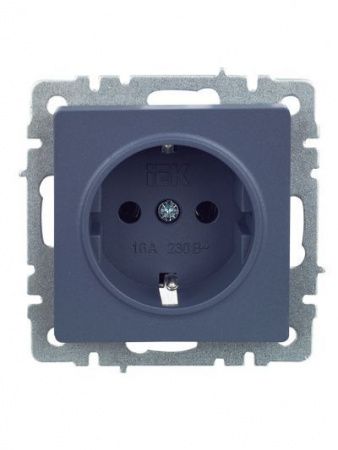 BRITE Розетка 1-местная с заземлением без защитных шторок 16А РС11-1-0-БрМ маренго IEK