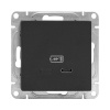 Механизм розетки USB-С, быстрая, чёрная Эпика EKF (кратно 1)