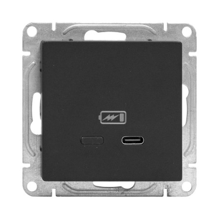 Механизм розетки USB-С, быстрая, чёрная Эпика EKF (кратно 1)