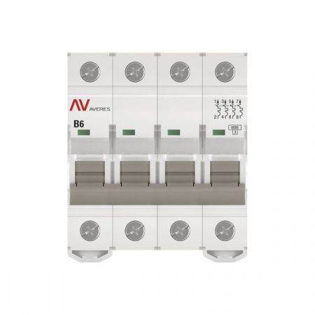 Выключатель автоматический AV-6 4P 6A (B) 6kA EKF AVERES
