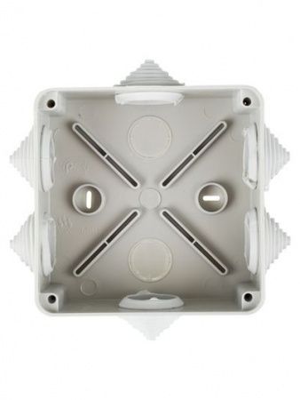 Коробка распаячная КМ41234 для открытой проводки безгалогенная (HF) 100х100х50мм IP55 6 гермовводов серая IEK