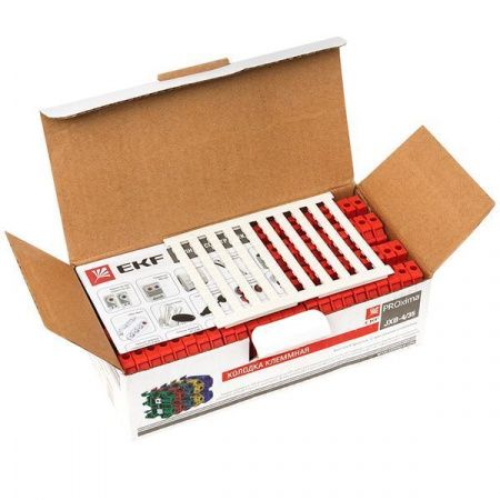 Клемма проходная винтовая JXB 4 мм2 красная EKF