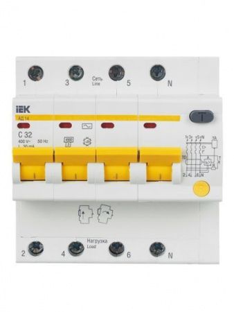 KARAT Дифференциальный автомат АД14 4P 32А 30мА тип AC IEK