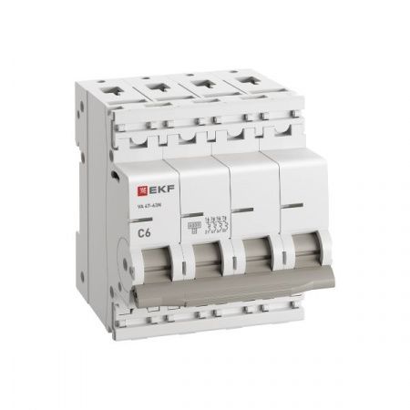 Автоматический выключатель 4P 6А (C) 6кА ВА 47-63N PROxima EKF