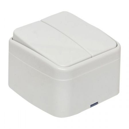 Минск Выключатель 2-клавишный ОП 10А белый EKF Basic