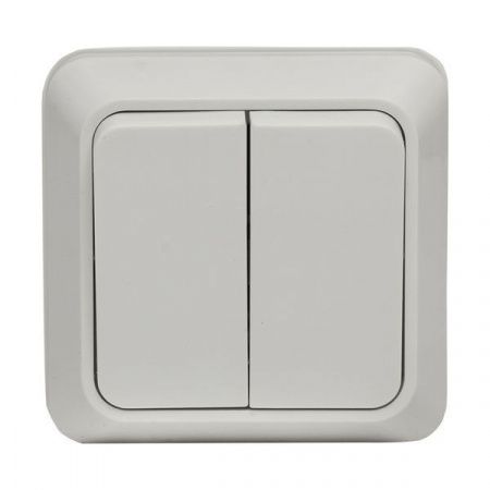 Рим Выключатель 2-клавишный 10А белый EKF