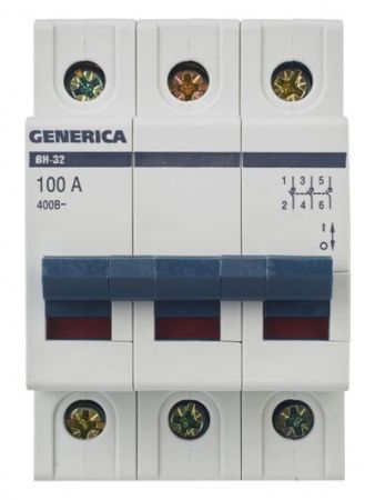 Выключатель нагрузки (мини-рубильник) ВН-32 3Р 100А GENERICA