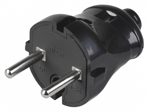 Вилка разборная прямая ВПп20-02-Ст без заземляющего контакта 6А черная IEK