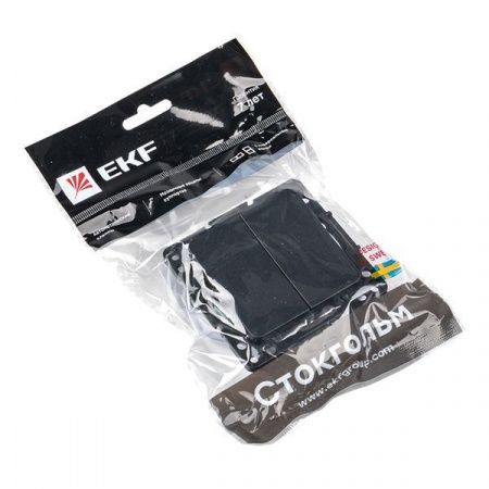 Стокгольм Механизм Выключателя 2-кл. 10А автоматические клеммы черный EKF PROxima