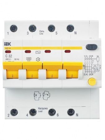 KARAT Дифференциальный автомат АД14 4P 32А 100мА тип AC IEK