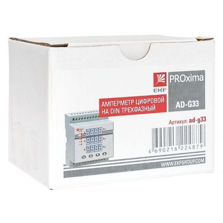 Амперметр AD-G33 цифровой на DIN трехфазный EKF PROxima (без поверки